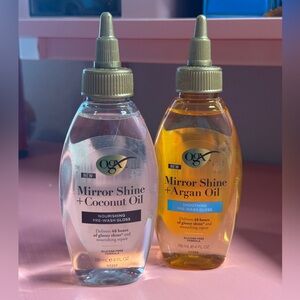 OGX Mirror Shine Hair Oil Set Coconut + Argan Pre-Wash Gloss NEW